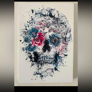 Floral skull canvas wall art